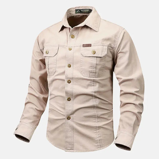 Retro Cargo Mens Long Sleeve Shirt casual button up spring fall LariLeo Store