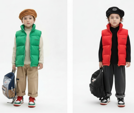 Kids Down Coat Winter Vest with High Neck Design