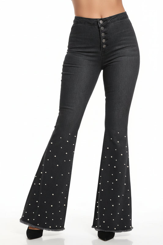 Women Flare Denim Pants High Waist Vintage LariLeo Store