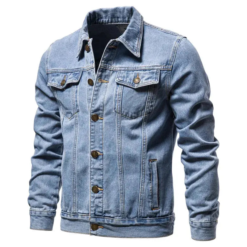 Men’s Denim Jacket Slim Fit Vintage Motorcycle Style LariLeo Store