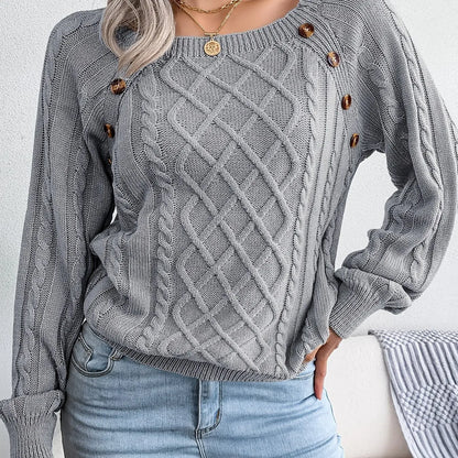 Womens Textured Lantern Sleeve Sweater LariLeo Store