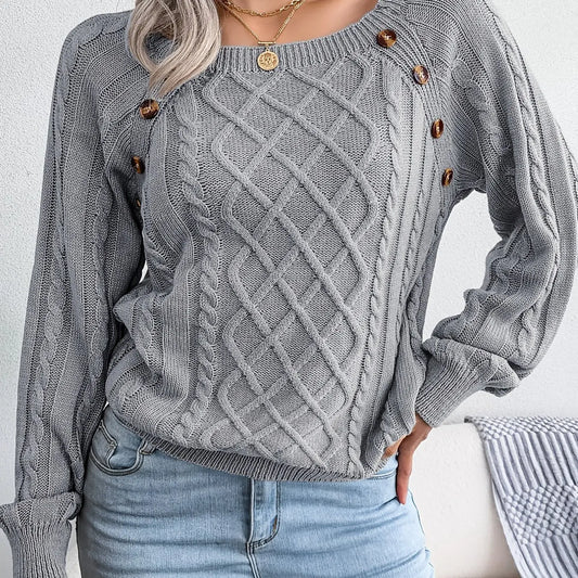 Womens Textured Lantern Sleeve Sweater LariLeo Store