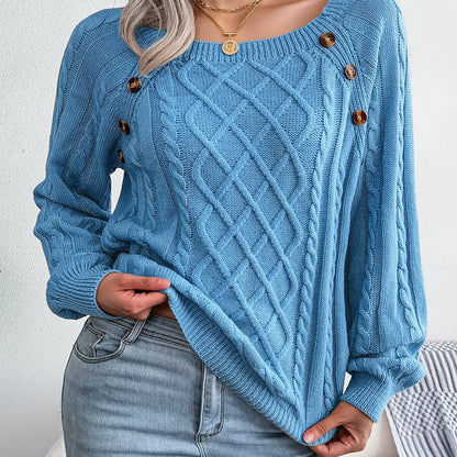 Womens Textured Lantern Sleeve Sweater LariLeo Store