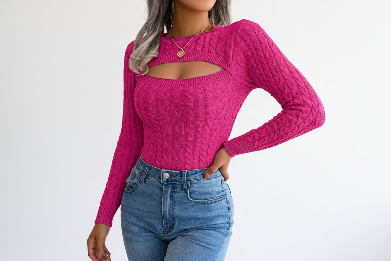 Womens Hollow Long Sleeve Sweater LariLeo Store