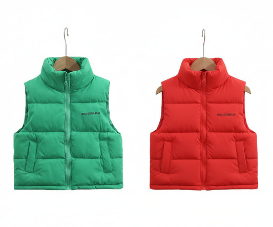 Kids Down Coat Winter Vest with High Neck Design