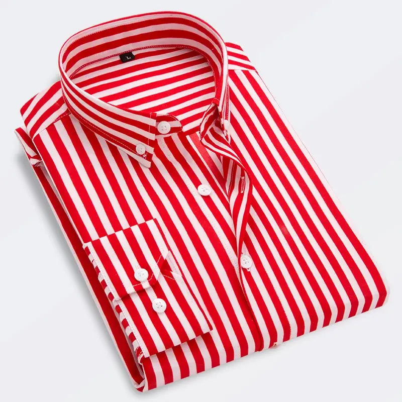 Men’s Casual Striped Shirt long sleeve slim fit Korean style LariLeo Store
