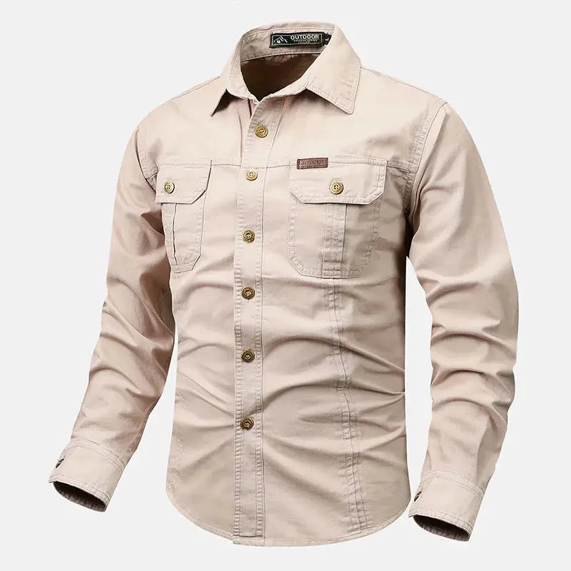 Retro Cargo Mens Long Sleeve Shirt casual button up spring fall LariLeo Store