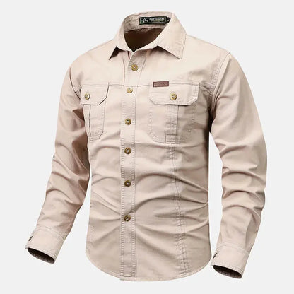 Retro Cargo Mens Long Sleeve Shirt casual button up spring fall LariLeo Store