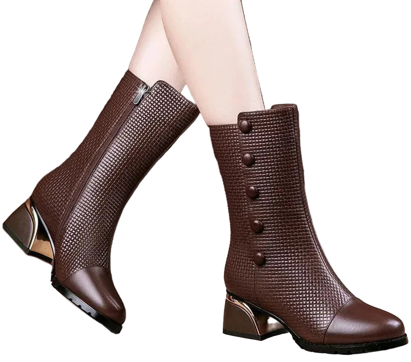 Women’s Boots CINESSD Winter Leather Fashion Ankle
