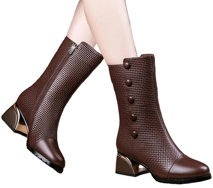 Women’s Boots CINESSD Winter Leather Fashion Ankle