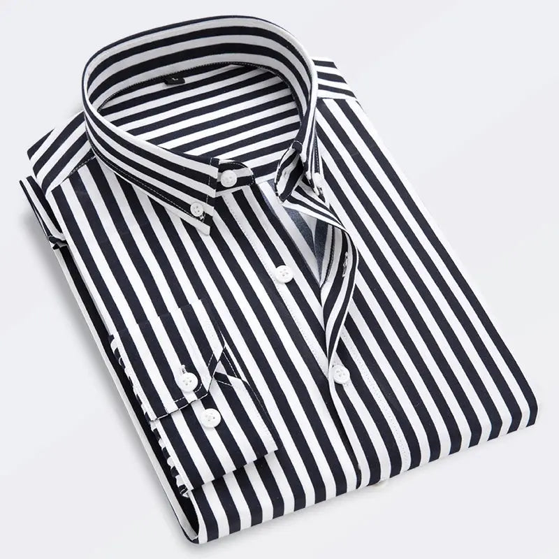 Men’s Casual Striped Shirt long sleeve slim fit Korean style LariLeo Store