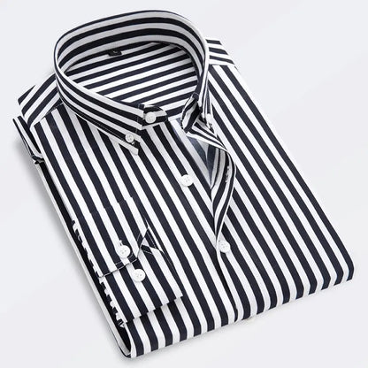 Men’s Casual Striped Shirt long sleeve slim fit Korean style LariLeo Store
