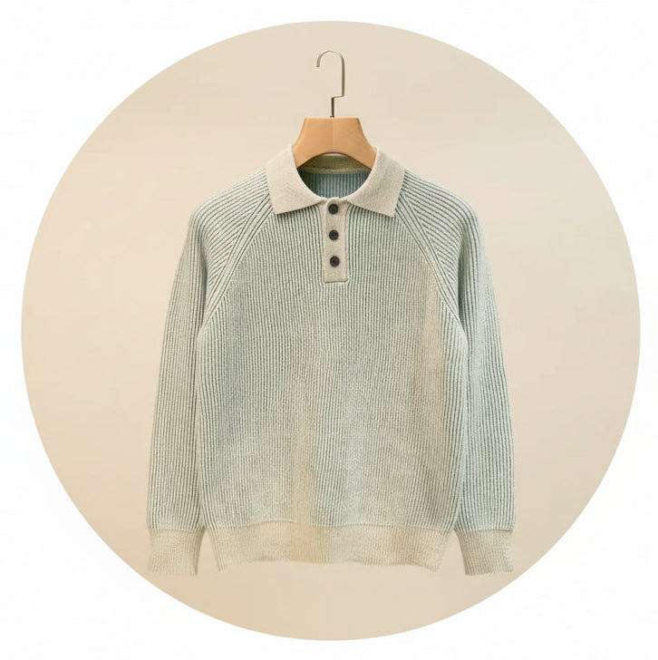 Mens Long Sleeve Polo Sweater warm autumn winter top LariLeo Store