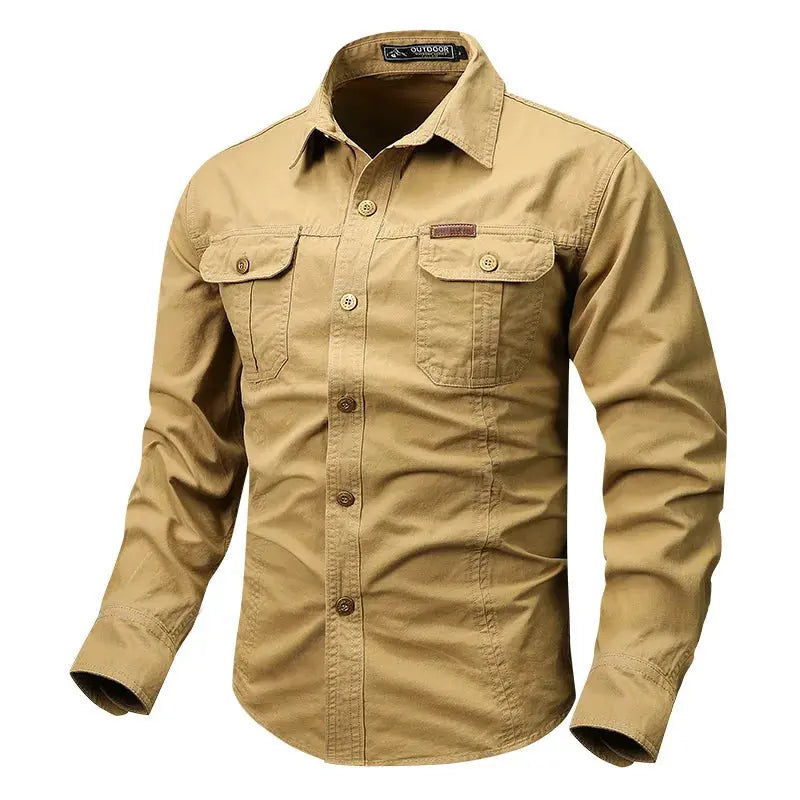 Retro Cargo Mens Long Sleeve Shirt casual button up spring fall LariLeo Store
