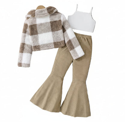 Girls 3-Piece Winter Set – Down Jacket, Vest and Casual Pants LariLeo Store