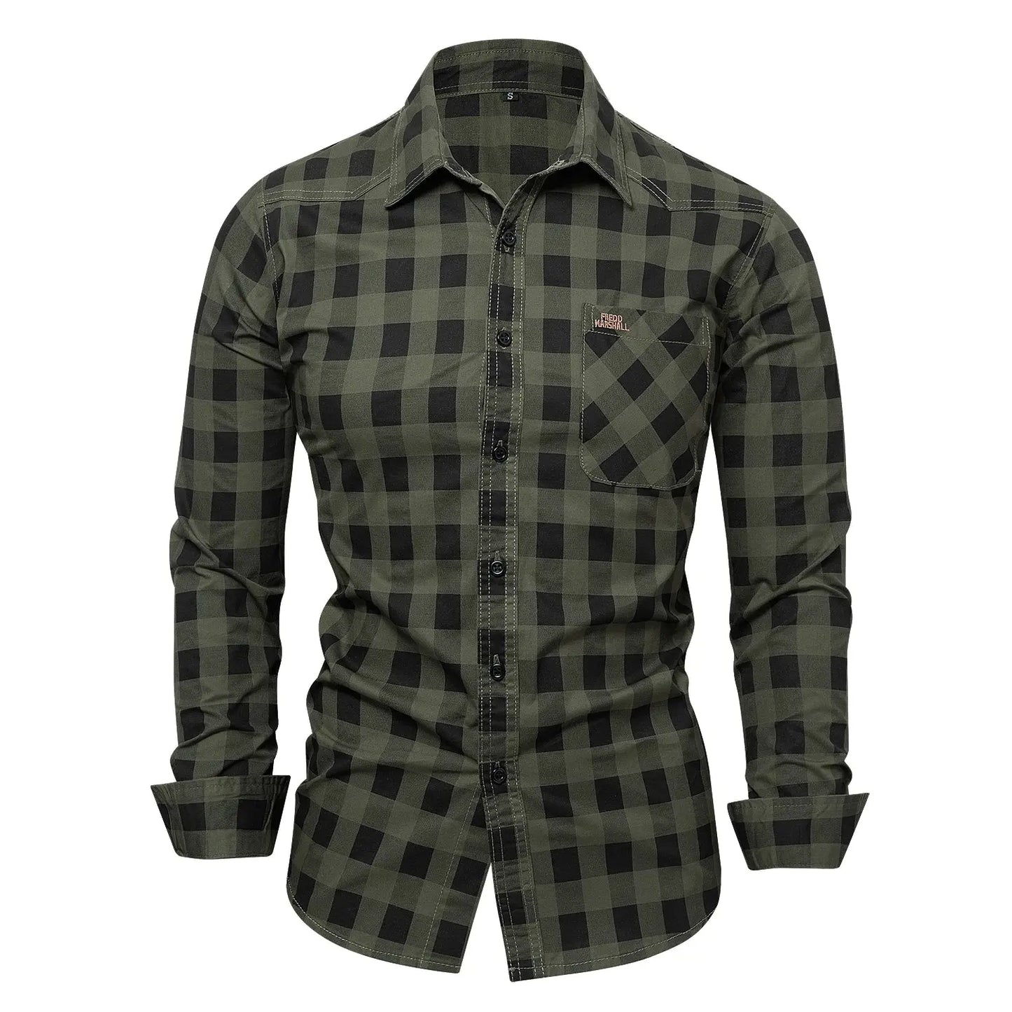 Mens Cotton Plaid Shirt Autumn casual sleeve LariLeo Store