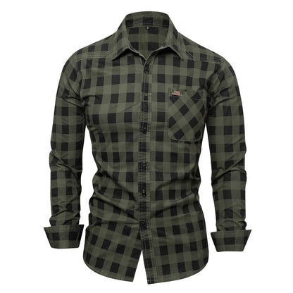 Mens Cotton Plaid Shirt Autumn casual sleeve LariLeo Store