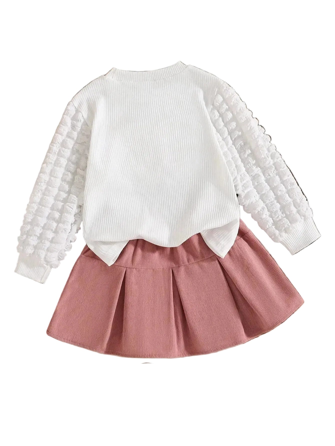 Girls Skirt Set – Lantern Sleeve Heart Top and Pink Bow Skirt LariLeo Store
