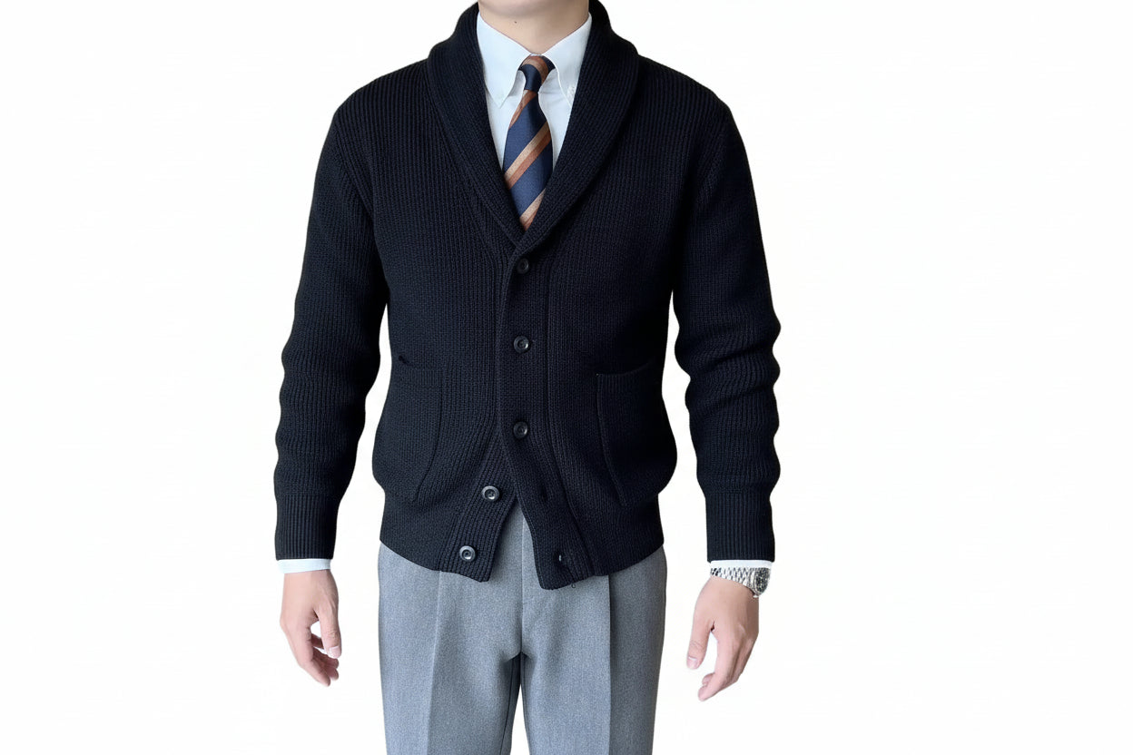 Mens Shawl Collar Sweater thickened warm winter knitted top LariLeo Store