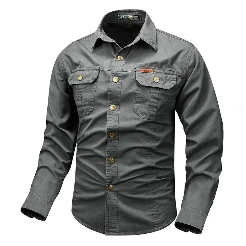 Retro Cargo Mens Long Sleeve Shirt casual button up spring fall LariLeo Store