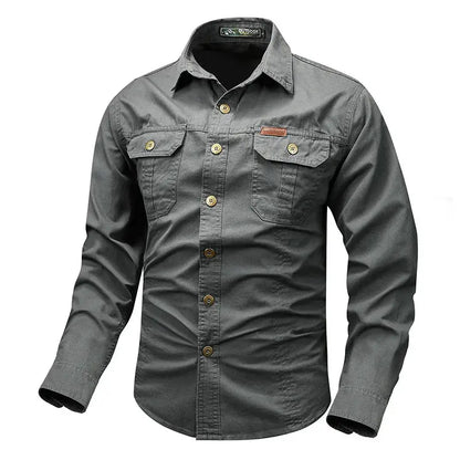 Retro Cargo Mens Long Sleeve Shirt casual button up spring fall LariLeo Store