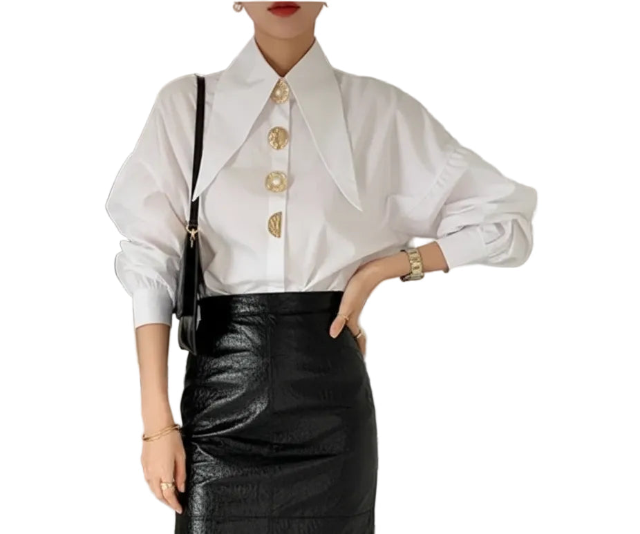 Elegant Women’s Shirt Pearl Long Sleeve Loose LariLeo Store