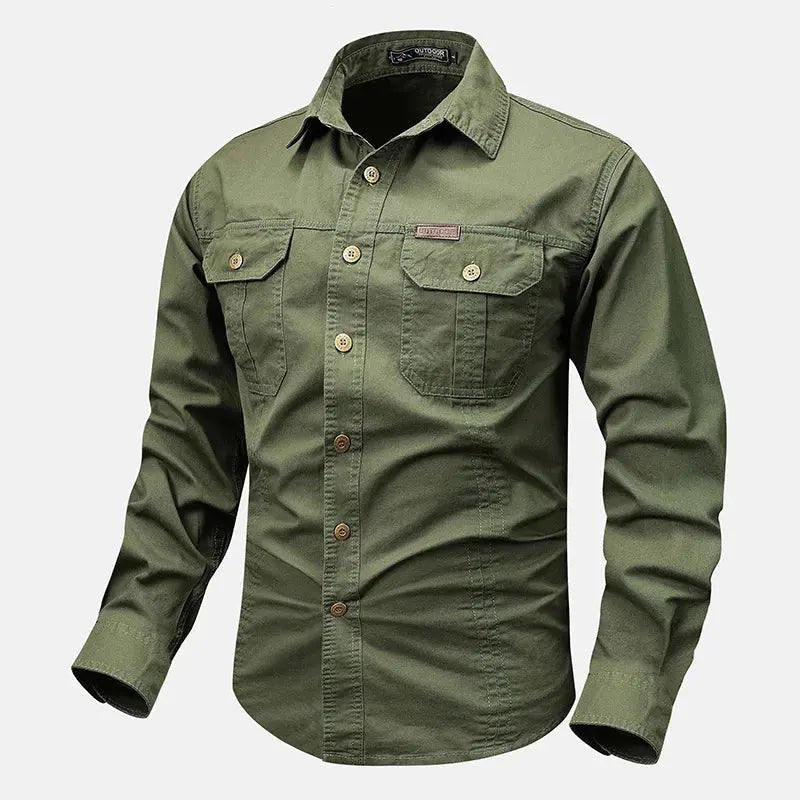 Retro Cargo Mens Long Sleeve Shirt casual button up spring fall LariLeo Store