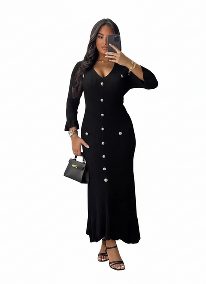 Womens Knitted Long Dress elegant LariLeo Store