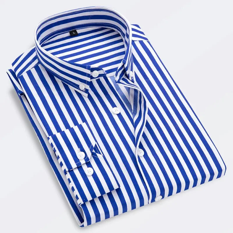 Men’s Casual Striped Shirt long sleeve slim fit Korean style LariLeo Store