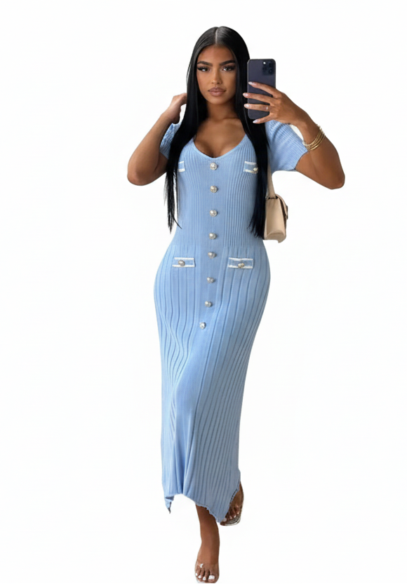 Womens Knitted Long Dress elegant LariLeo Store