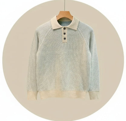 Mens Long Sleeve Polo Sweater warm autumn winter top LariLeo Store