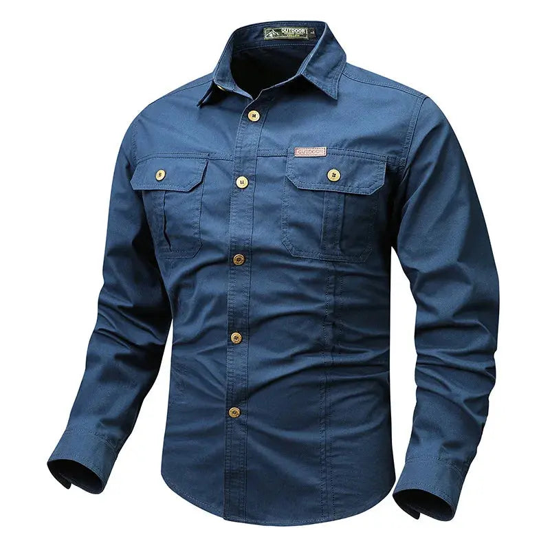 Retro Cargo Mens Long Sleeve Shirt casual button up spring fall LariLeo Store