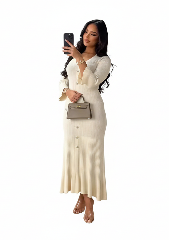 Womens Knitted Long Dress elegant LariLeo Store