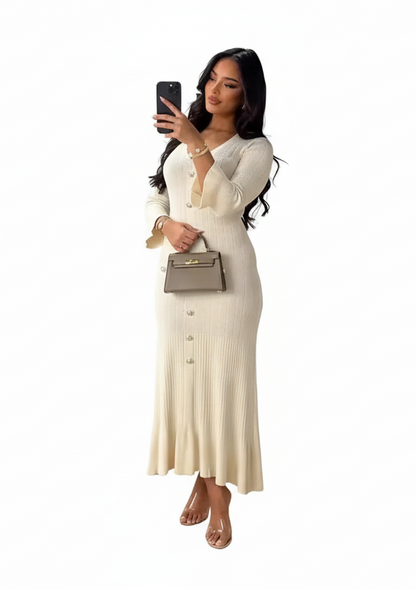 Womens Knitted Long Dress elegant LariLeo Store