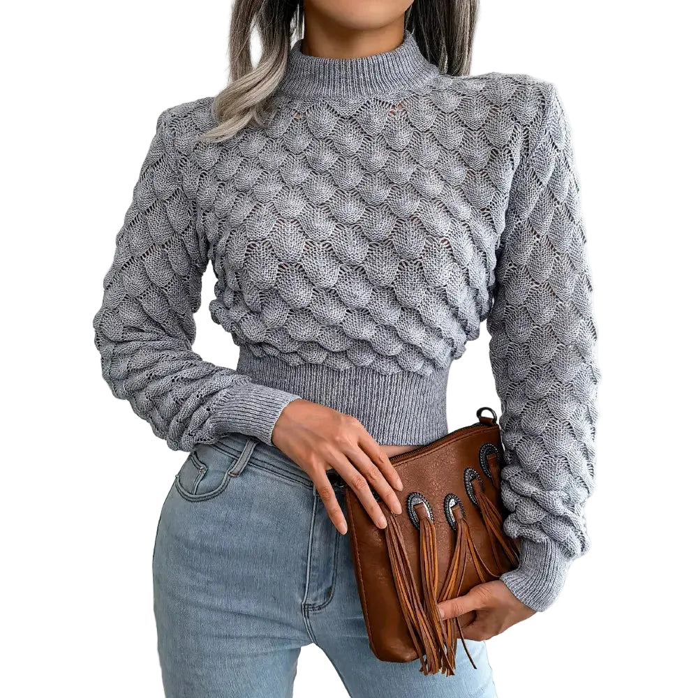 Autumn Women Cropped Sweater Long Sleeve Casual LariLeo Store