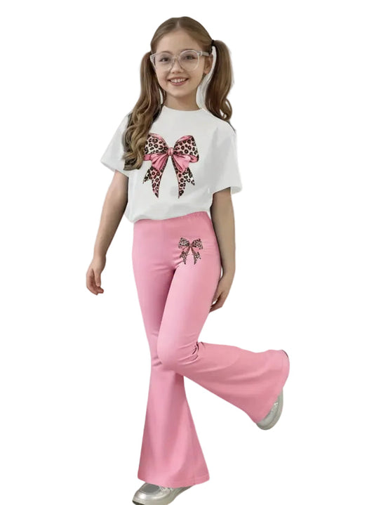 Sweet and Cool Leopard Print Bow Suit for Girls LariLeo Store