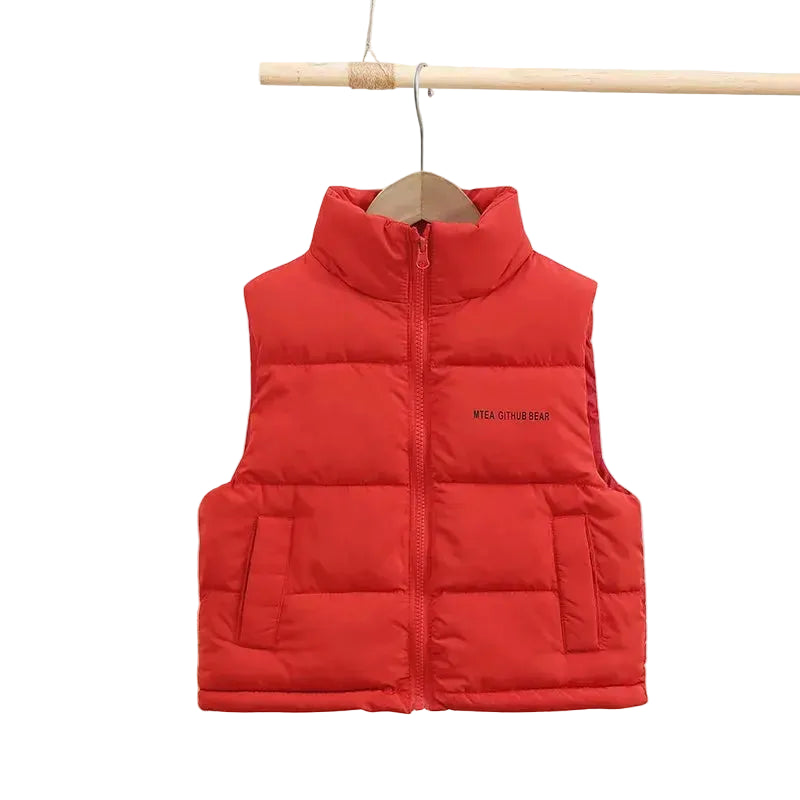 Kids Down Coat Winter Vest with High Neck Design