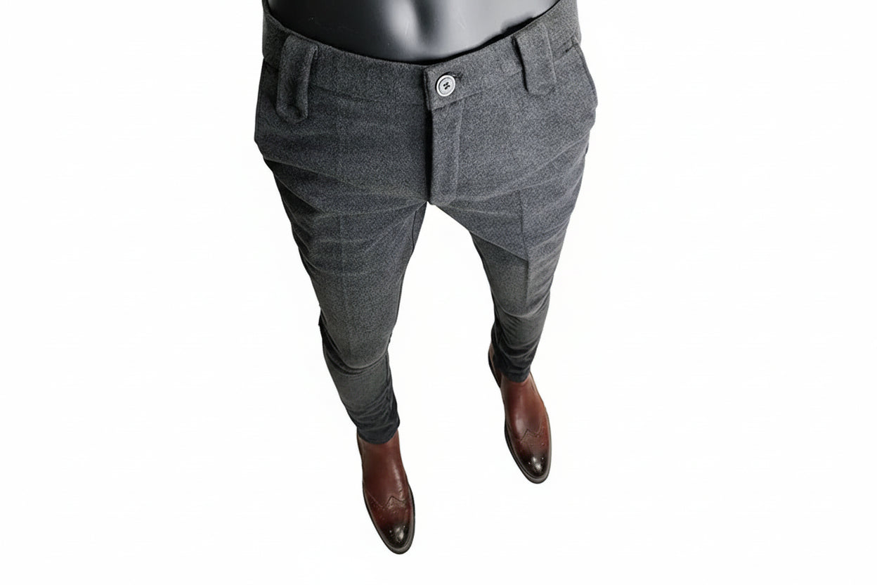 Mens Slim Fit Wool Pants winter warm business trousers LariLeo Store