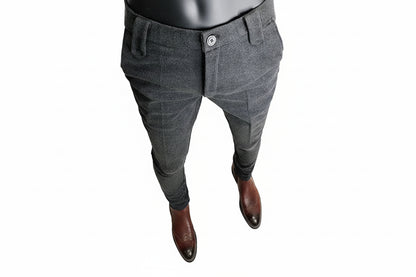 Mens Slim Fit Wool Pants winter warm business trousers LariLeo Store