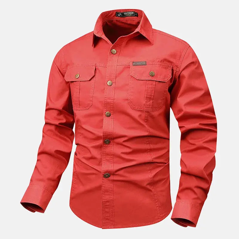 Retro Cargo Mens Long Sleeve Shirt casual button up spring fall LariLeo Store
