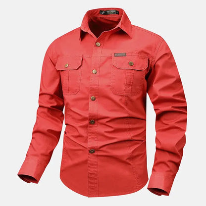 Retro Cargo Mens Long Sleeve Shirt casual button up spring fall LariLeo Store