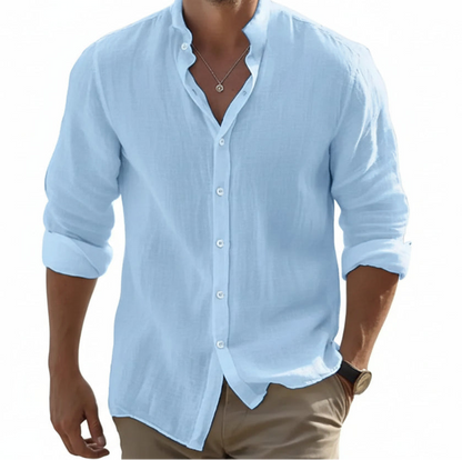 Mens Long-Sleeved Shirt casual lightweight LariLeo Store
