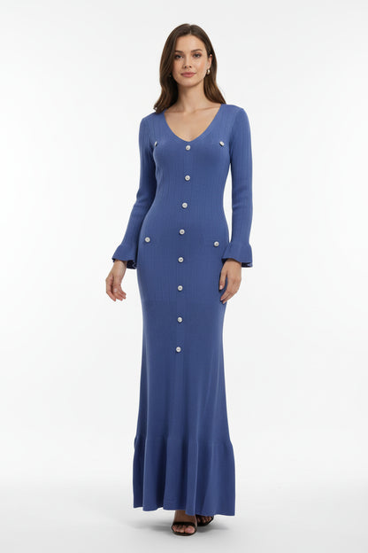 Womens Knitted Long Dress elegant LariLeo Store