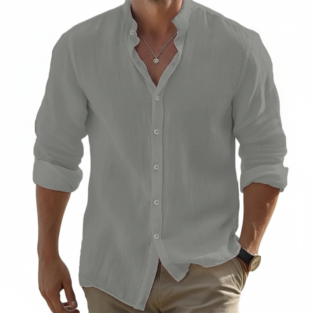 Mens Long-Sleeved Shirt casual lightweight LariLeo Store