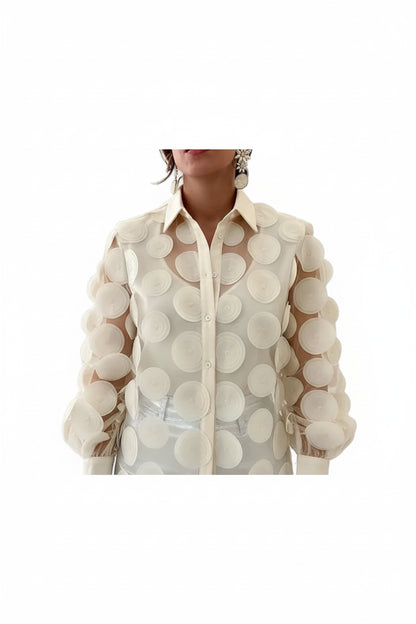 Women Hollow Long Sleeve Blouse LariLeo Store