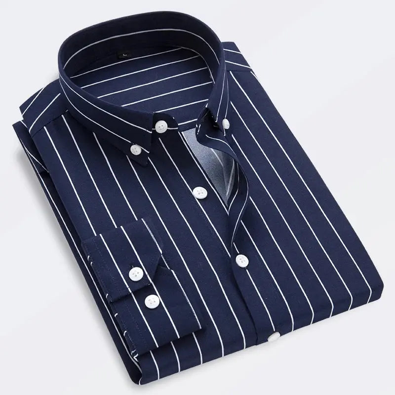 Men’s Casual Striped Shirt long sleeve slim fit Korean style LariLeo Store