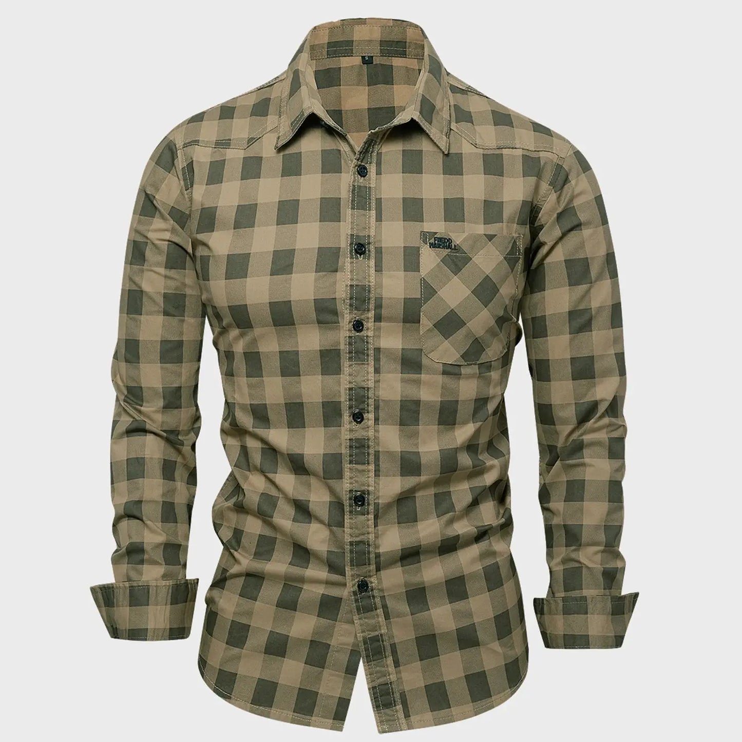 Mens Cotton Plaid Shirt Autumn casual sleeve LariLeo Store