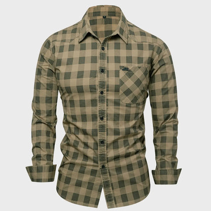 Mens Cotton Plaid Shirt Autumn casual sleeve LariLeo Store