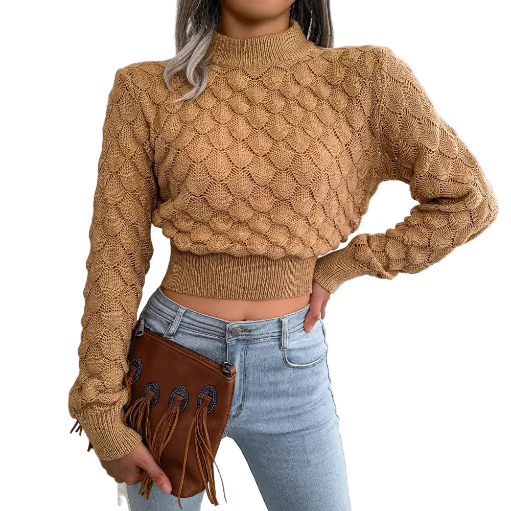 Autumn Women Cropped Sweater Long Sleeve Casual LariLeo Store