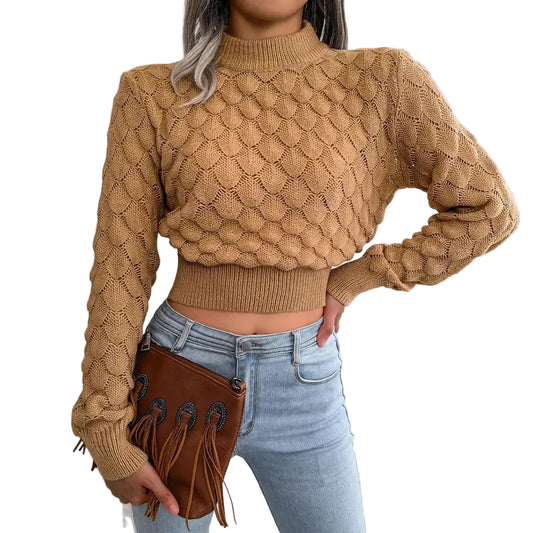 Autumn Women Cropped Sweater Long Sleeve Casual LariLeo Store